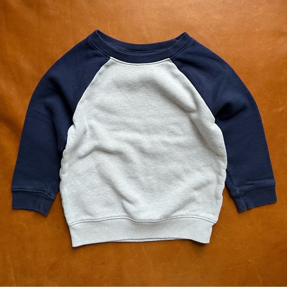 Navy and Gray Baseball Sleeve Sweatshirt, 3T